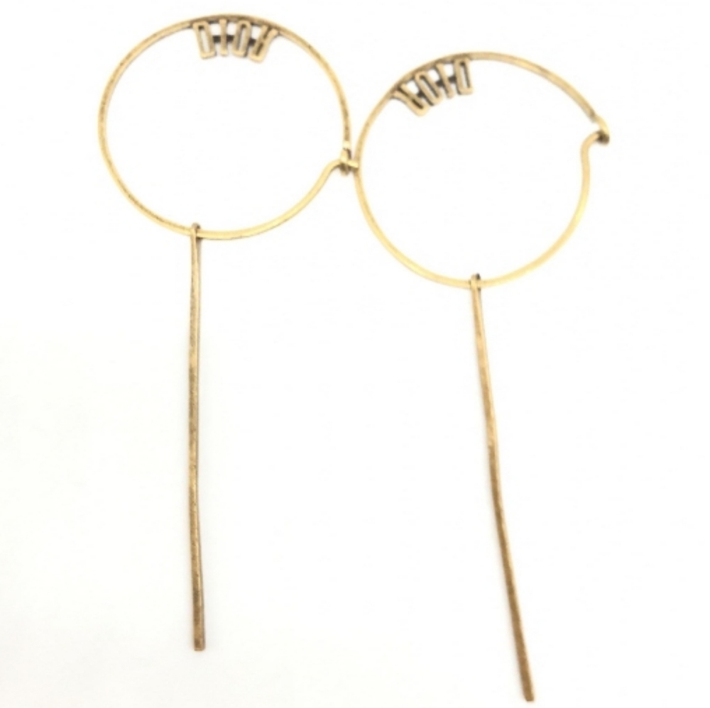 Dior Gold Tone Hoop Earrings with Slim Drop Bars - Picture 12 of 13